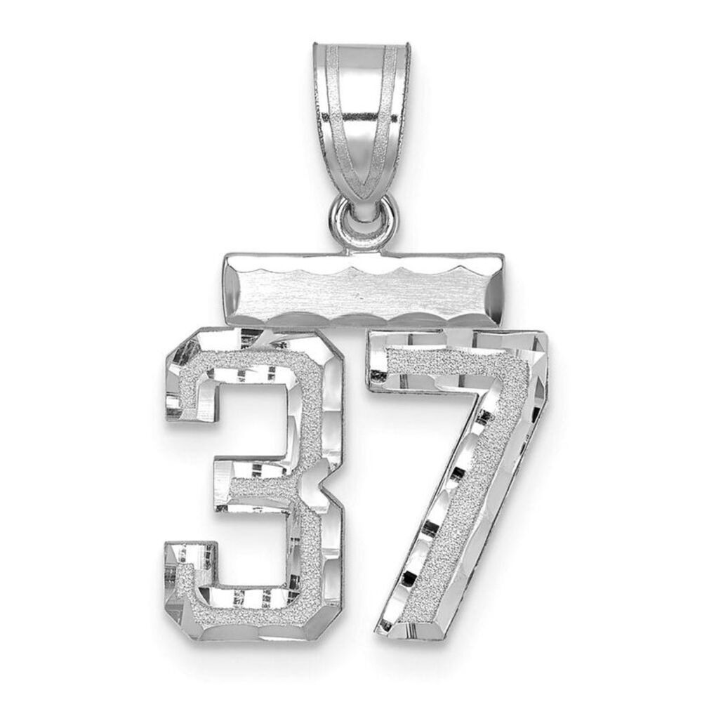 14k White Gold, Varsity Collection, Small D/C Pendant, Number 37